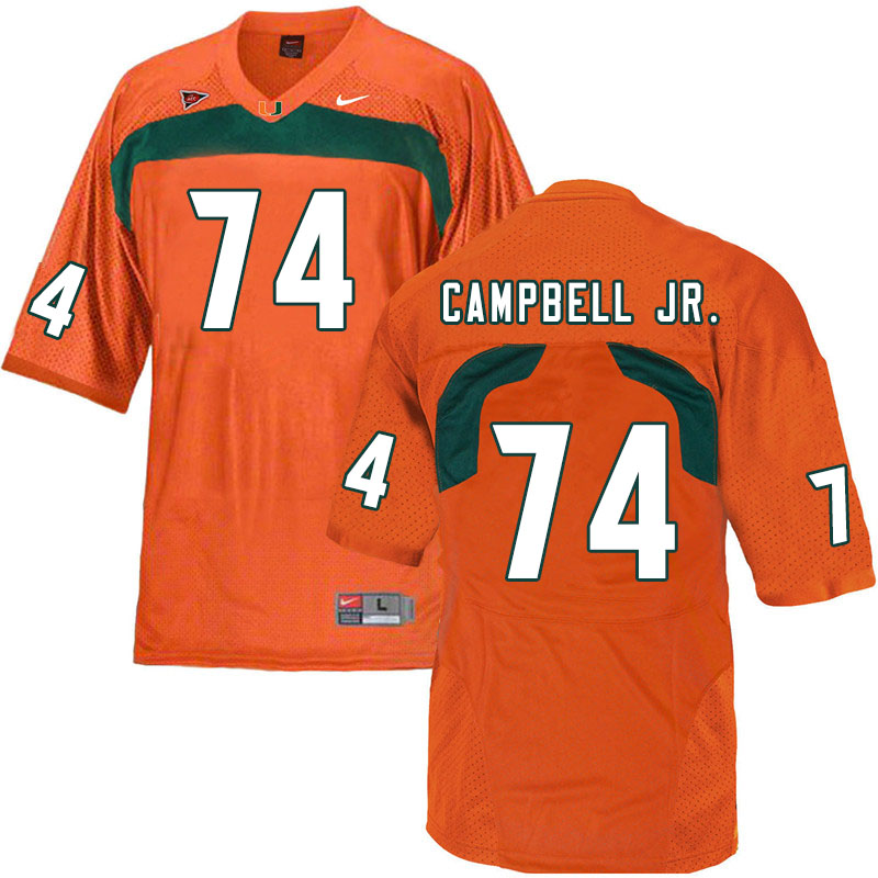 Nike Miami Hurricanes #74 John Campbell Jr. College Football Jerseys Sale-Orange - Click Image to Close